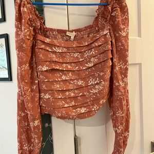 Promesa Floral Pleated Smocked Crop Top NWT